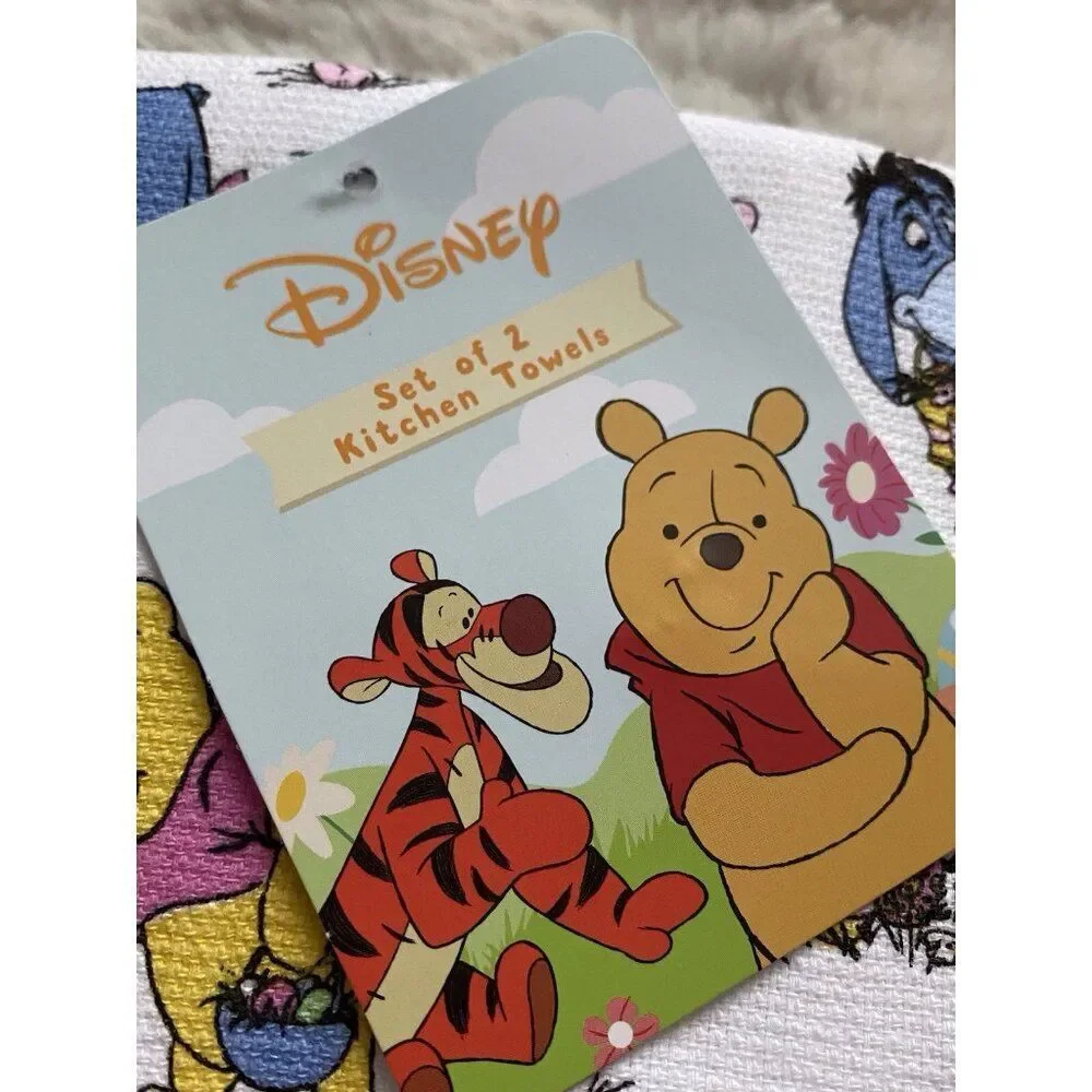 2 Pack Disney Winnie the Pooh & Friends Easter‎ Kitchen Towels 16 X 26” NEW